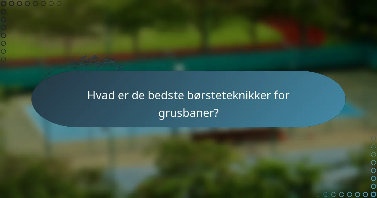 Hvad er de bedste børsteteknikker for grusbaner?