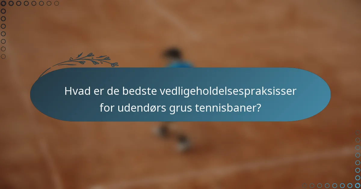 Hvad er de bedste vedligeholdelsespraksisser for udendørs grus tennisbaner?