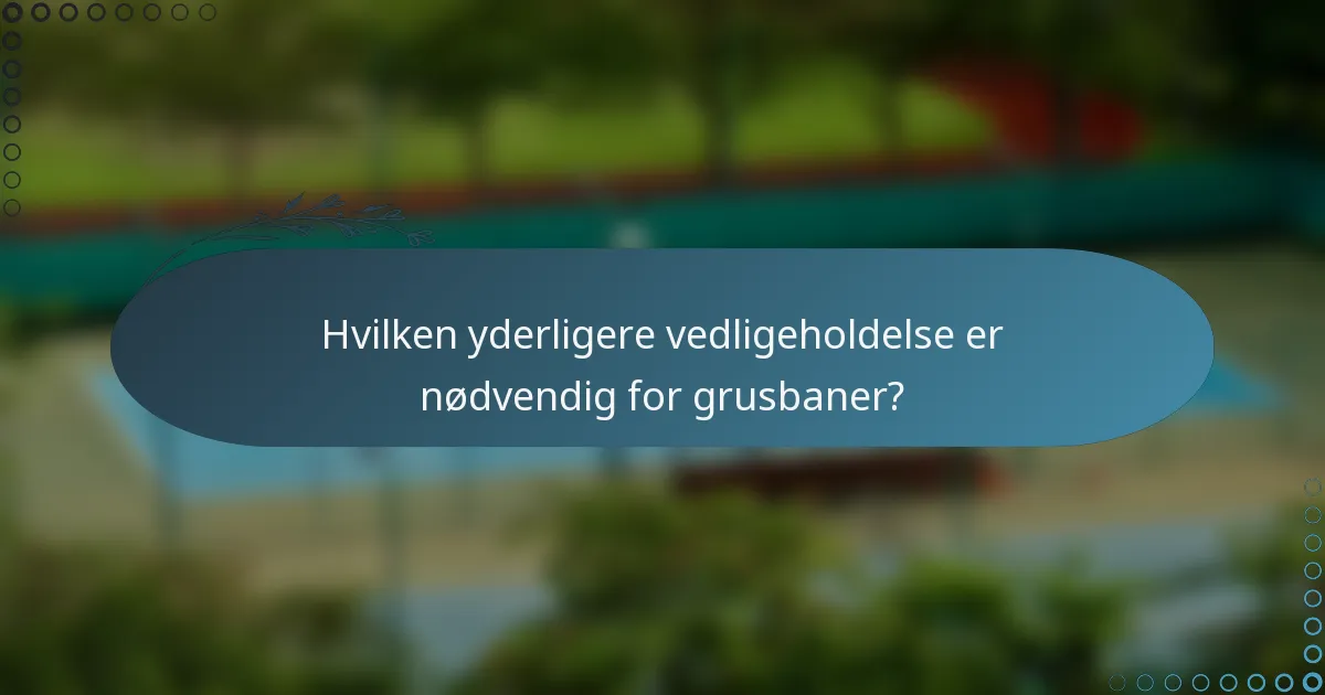 Hvilken yderligere vedligeholdelse er nødvendig for grusbaner?