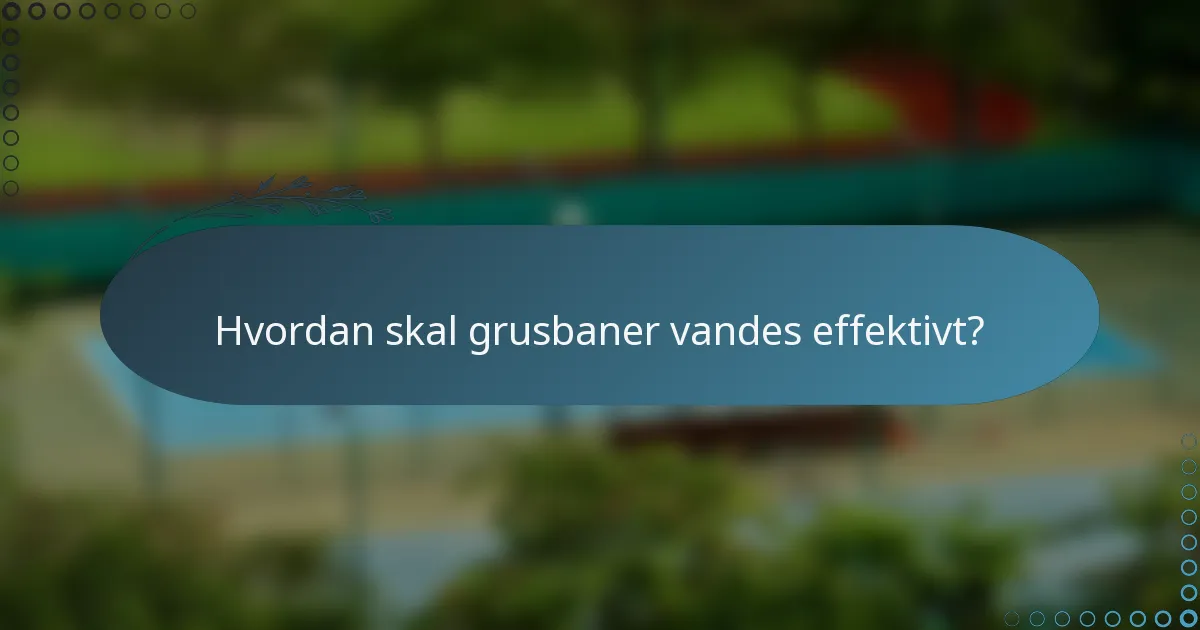 Hvordan skal grusbaner vandes effektivt?